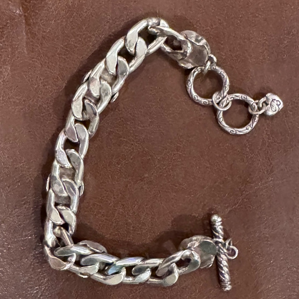 Brighton Silver Chain Link Bracelet with Crystal Medallions - Women Jewelry - Picture 2 of 3